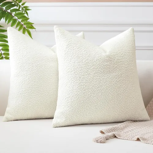 Miniatura 5 de OTOSTAR Paquete de 2 fundas de almohada cuadradas con textura de boucle, fundas de almohada cuadradas, acogedoras y suaves, decorativas, para sofá
