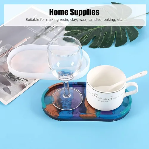Miniatura 2 de Molde de resina para platos, molde de plato de baratija, molde ovalado de silicona, molde de bandeja de silicona, bandeja de joyería para baratijas