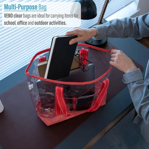 Miniatura 3 de VENO Clear Bag Transparent Vinyl PVC Tote, Stadium, Outdoor, Beach, Pool