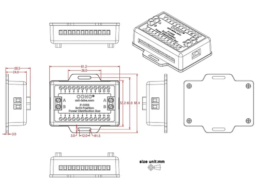 Miniatura 3 de Posición del módulo 30A/300V 2x12 de la caja de distribución del bloque de terminales de tornillo