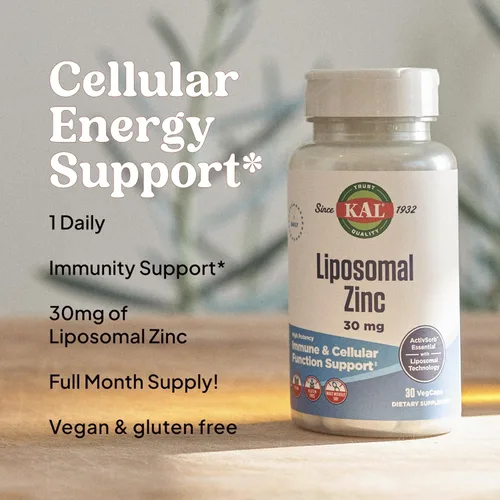 Miniatura 4 de KAL Zinc liposomal de 30 mg, suplemento para función celular y apoyo inmunológico, suplementos de zinc de absorción mejorada, vegano, sin gluten
