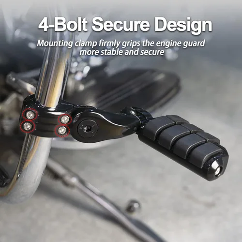 Miniatura 2 de Estriberas de autopista con reposapiés corto en ángulo para Touring Street Glide Road Glide Road King Electra Glide con protector de motor de 1.25