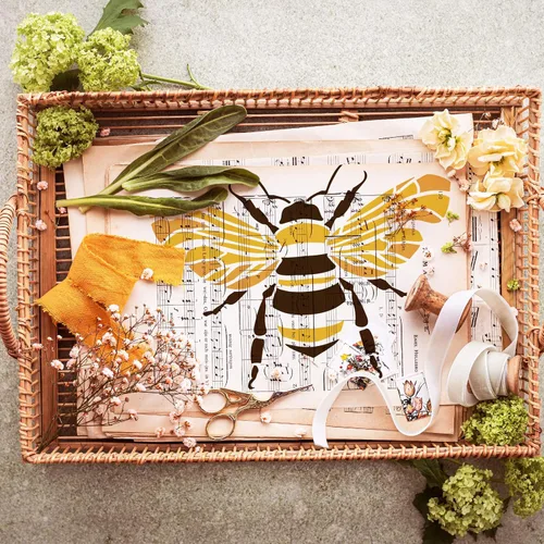 Miniatura 7 de FINGERINSPIRE Plantilla de abeja reutilizable de 8.3 x 11.7 pulgadas, plantilla de dibujo de abejorro Datura para manualidades, plantilla de pintura