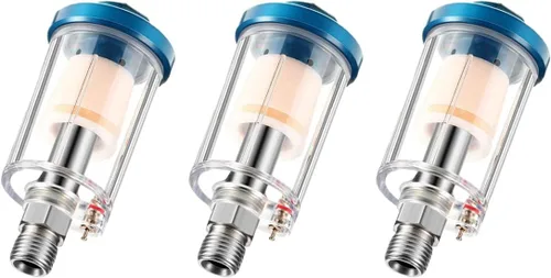 3 piezas de separador de aceite de agua, mini filtro de aire en línea, filtro de aerógrafo de entrada y salida NPT de 1/4 pulgadas, separador de