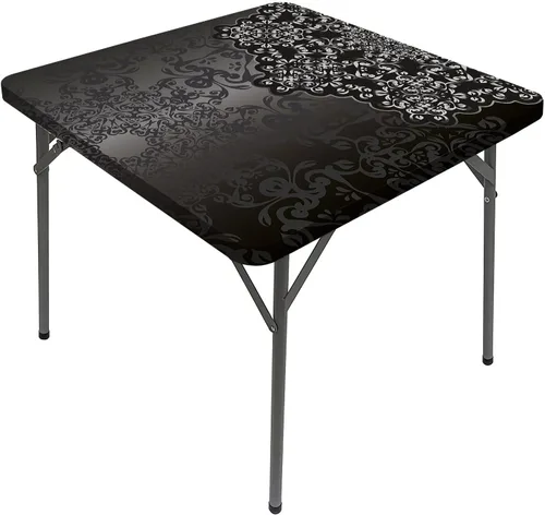 Miniatura 18 de Mantel cuadrado gris oscuro, patrón geométrico oriental marroquí, celosía cuadrada, se adapta a mesas de 24 x 24 pulgadas, para exteriores