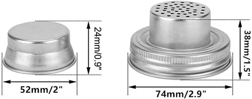 Miniatura 2 de Paquete de 2 tapas para jarras Mason con sellos de silicona de acero inoxidable 304 para mezclar especias, harina, azúcar, sal, pimientos