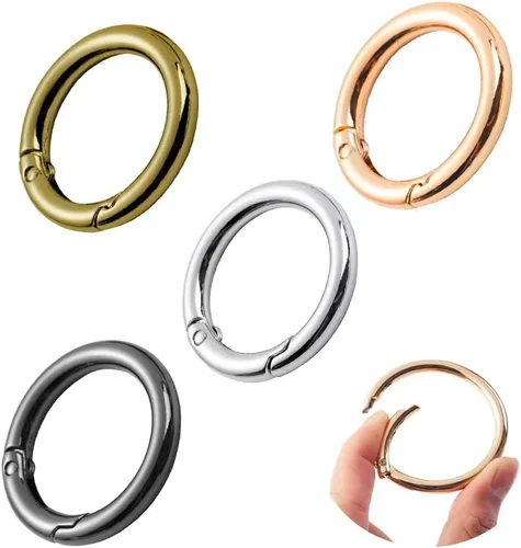 Miniatura 3 de Anillos de resorte, mosquetón redondo de aleación con clip para llaveros, hebilla, bolsos, bolsos (color surtido, 16 unidades)