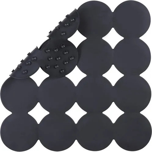 Webos Tapete de ducha cuadrado antideslizante, tapete de goma para bañera con ventosas para el interior de la ducha y el suelo del baño (negro, 21 x