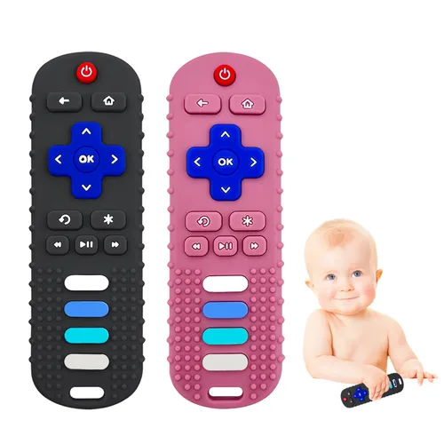 Miniatura 14 de Mordedores de silicona juguetes de dentición para bebés, mordedores con forma de control remoto de TV para bebés de 6-12-18 meses, mordedores