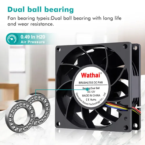 Miniatura 4 de Wathai Ventilador de PC de 3.150 in x 0.984 in PWM 12 V 4 pines ventilador de alta presión estática para caja de servidores CPU enfriador