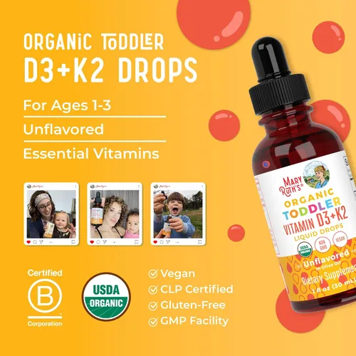 Miniatura 8 de MaryRuth Organics Vitamina D3 Vitamina K2 Gotas de vitamina D3 K2 Suplemento líquido de vitamina K2 D3 para niños pequeños Suplemento