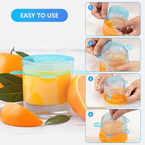 Miniatura 2 de Pequeñas tapas elásticas de silicona, 12 piezas de 2.6"/6.5cm, tapas de contenedor de silicona reutilizables sin desperdicio para tarros, cuencos