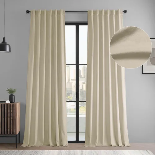 Miniatura 10 de HPD Half Price Drapes Cortinas Básicas de Terciopelo Deluxe para Oscurecer Habitaciones con Bolsillo para Varilla - Juego de 2 Paneles - Cortinas