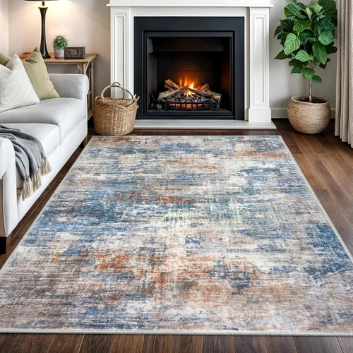 Miniatura 138 de IOHOUZE Alfombra pequeña abstracta de 2 x 3 pies, alfombra de entrada lavable para entrada interior, alfombras con respaldo de goma, alfombra gris