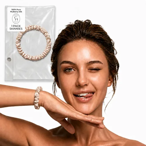 Miniatura 19 de SUNDAYSILKS™ - Lujosos coleteros de seda de morera para mujeres y niñas Coleteros antideslizantes y sedosos para el cabello natural, rizado, fino
