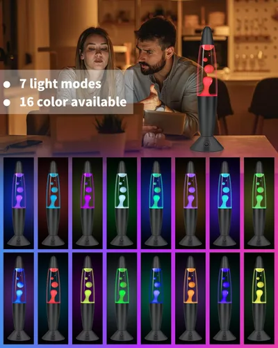 Miniatura 6 de Lámparas de movimiento líquido negras de 17 colores que cambian con control remoto, luz nocturna LED de 13.5 pulgadas para niños y adultos, lámpara