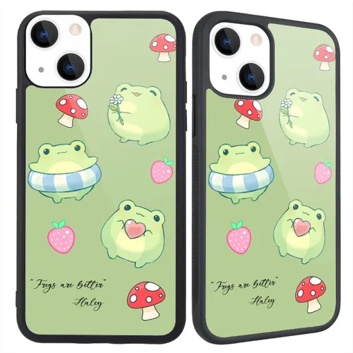 Miniatura 23 de Funda compatible con iPhone 13 para niños y mujeres, diseño divertido de cara, parte trasera dura con negro, divertido y lindo patrón de arte