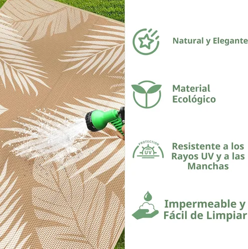 Miniatura 6 de GENIMO Alfombra de Exterior 5' x 8' Impermeable para Patios en Liquidación, Reversible, Alfombra de Camping de Paja Plástica, Alfombras de Área
