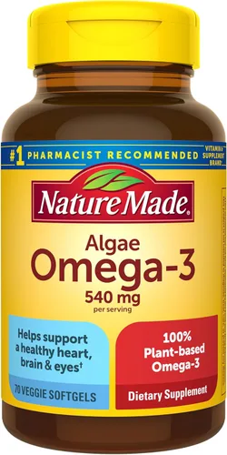 Nature Made - Aceite de algas Omega 3, suplemento 540 mg, alternativa al aceite de pescado Omega 3, 70 cápsulas vegetales blandas, sostenible, a