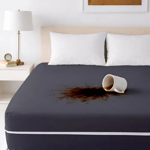 Miniatura 2 de Protector de colchón tamaño completo, funda 100% impermeable con cremallera, 15 pulgadas de profundidad, funda de colchón de seis lados para cama