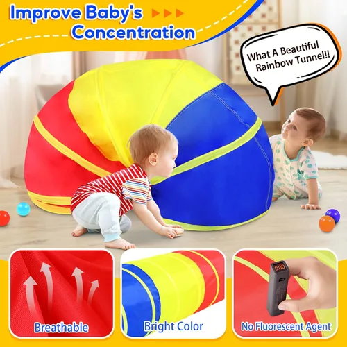 Miniatura 4 de Túnel de juego para niños pequeños, tienda de campaña desplegable para bebés, niños o perros con 2 lados de malla, juguetes de túnel para niños