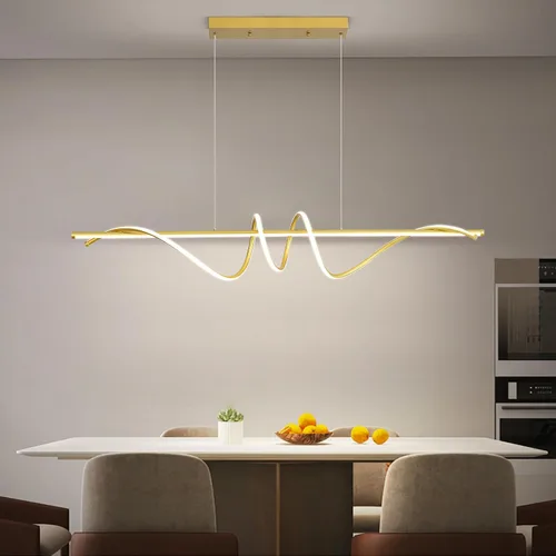 Miniatura 27 de Lámpara colgante, lámpara colgante lineal LED regulable, lámpara colgante fija, lámpara de araña LED moderna curvada, lámparas de araña para comedor