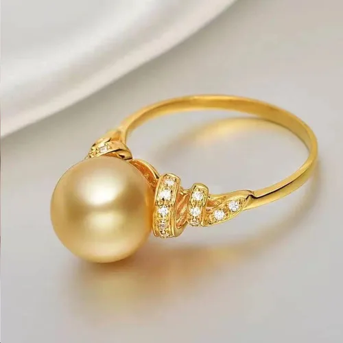 Miniatura 2 de Natural Nanyang anillo de perlas de oro para mujer, 12-13MM AAAA agua dulce 925 plata esterlina anillo de perlas cultivadas anillo de compromiso