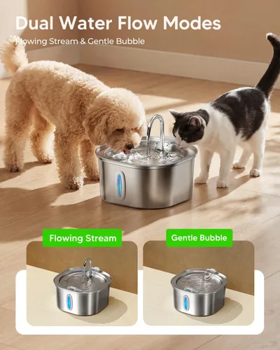 Miniatura 8 de PEKTACO Fuente de Agua para Gatos de Acero Inoxidable, Dispensador de Agua para Gatos de 3.2L/108oz con Bomba de Agua Ultra Silenciosa y Ventana