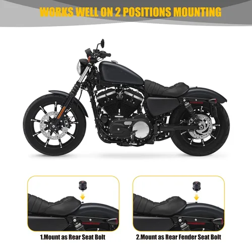 Miniatura 5 de Tornillo de perno de asiento de guardabarros trasero 1/4"-20 Rosca para Harley Dyna Fatbob Sportster CVO Softail Touring 1996-2024 (negro)