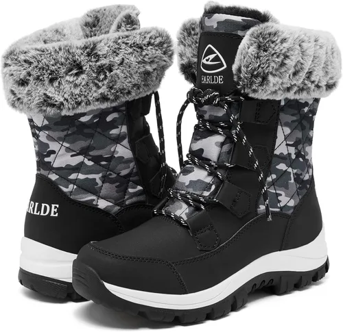Miniatura 3 de EARLDE Womens Snow Boot With Waterproof Lace Up Mid-Calf Outdoor Winter Deep Tread Rubber Sole