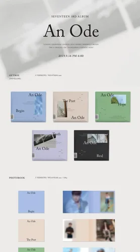 Miniatura 2 de Seventeen 'An Ode' 3rd Regular Album Random Version 104p PhotoBook+8p Mini Book+4p PhotoCard+Tracking