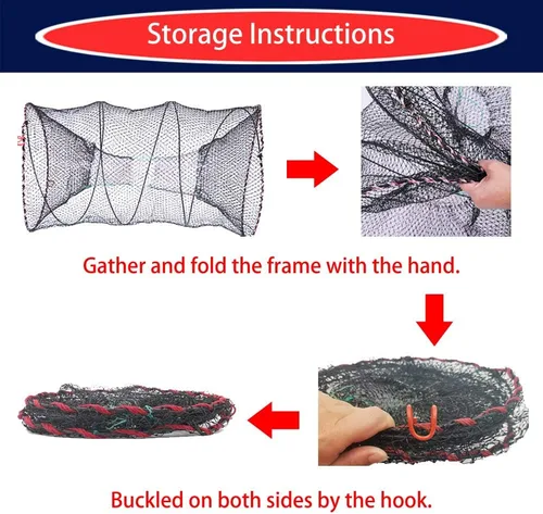 Miniatura 7 de Trampas plegables portátiles para cangrejos, redes plegables para langosta, camarón, carpa, cangrejos de río, alambre de acero galvanizado, malla