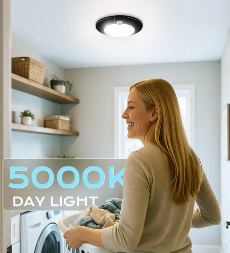 Miniatura 2 de CLOUDY BAY - Lámpara de techo con sensor de movimiento para interiores, 120 V CRI90 10 W 5000 K, luz de día brillante, 6.5 pulgadas LED de montaje