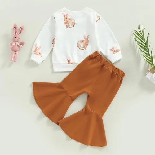 Miniatura 28 de Kaipiclos Ropa occidental para bebé niña, con lindo estampado con volantes, manga larga, pantalones para otoño e invierno, trajes de vaquera