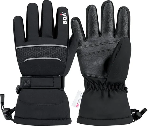 BQA Guantes de esquí para niños, impermeables, para invierno, clima frío, snowboard, nieve, guantes cálidos para niños y niñas