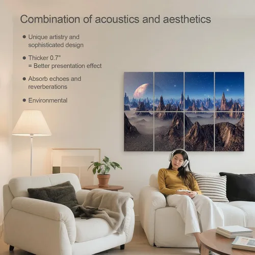 Miniatura 5 de UMIACOUSTICS 8 paneles acústicos artísticos de 0.7 pulgadas de grosor, total de 47.2 x 31.5 pulgadas, paneles de pared acústicos decorativos que