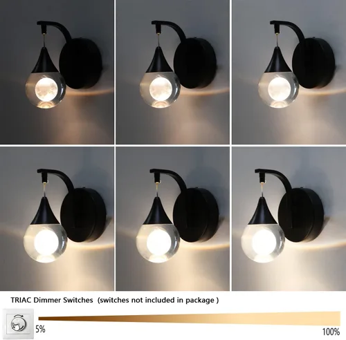 Miniatura 6 de Sedelan Apliques de Pared de Cristal Luna, Iluminación LED Moderna de Pared, 5W Luz de Pared Regulable para Dormitorio Cabecera Baño Sala de Estar