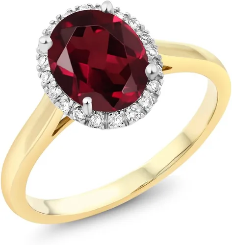 Miniatura 68 de Gem Stone King Anillo de compromiso ovalado de oro amarillo de 10 quilates con piedra natal y halo de diamantes Ovalado de 0.354 x 0.276 in