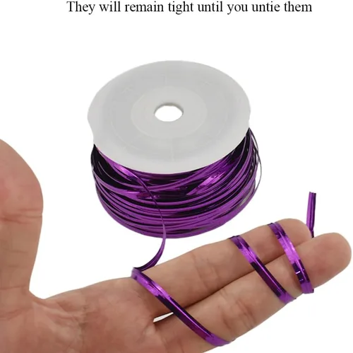 Miniatura 4 de HAHIYO 100 yardas/300 pies/91M Lazos de torsión de metal púrpura para pan, caramelo, café, bolsas de regalo, envoltorios de regalo, plástico, fiesta