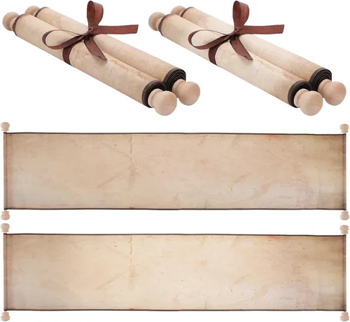 Epakh Paquete de 2 rollos de papel vintage en blanco envueltos en barra de madera, pergamino en blanco de larga edad para escribir, dibujar, None" }