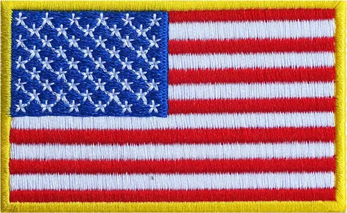 Graphic Dust 3.2 x 2 pulgadas, bandera de Estados Unidos de América bordada para planchar con apliques de uniforme militar del ejército amarillo