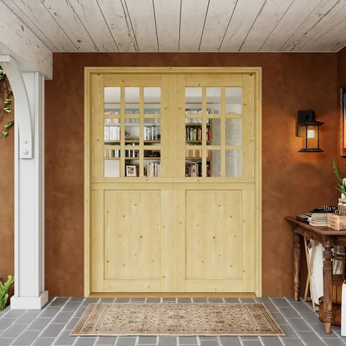 Miniatura 17 de Tablero de Puerta Holandesa para Interior y Exterior, 36" x 80", Universal 4 Lite Vidrio Templado Transparente Puerta Individual Dividida, Puerta