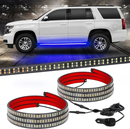 Miniatura 13 de XRIDONSEN 2 tiras de luces estroboscópicas ámbar de 60 pulgadas, 720 luces LED para estribo, luces intermitentes de advertencia de peligro