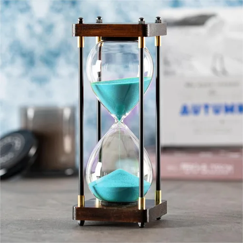 Miniatura 11 de Reloj de Arena Grande de 60 Minutos, Temporizador de Arena de Madera Decorativo con Arena Negra, Reloj de Arena de 1 Hora Negro arena