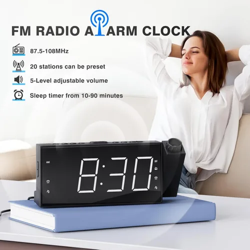 Miniatura 2 de Radio reloj despertador con visualización LED de 1.8 pulgadas, de carga USB, alarma dual, respaldo de batería (Versión actualizada) Mesqool AM/FM
