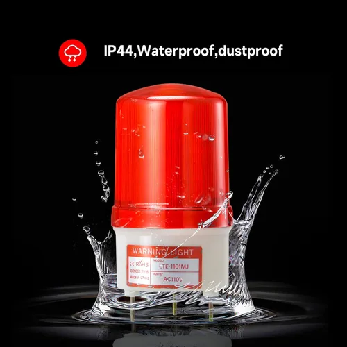 Miniatura 6 de YASONG LTE-1101MJ - Luz de advertencia giratoria con zumbador de 90 dB, AC110V-120V, luces de alarma de baliza industrial, sirena de seguridad