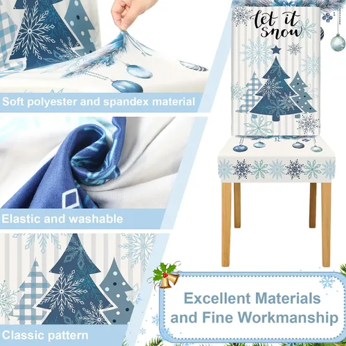 Miniatura 2 de Preboun Juego de 6 fundas para sillas de invierno extraíbles y lavables, elásticas para comedor, fundas protectoras para silla Parson para Blanco