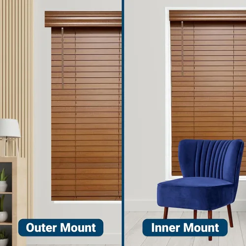 Miniatura 8 de TailorView Cortinas de ventana horizontales de madera personalizables sin cordón - Paletas de 2 pulgadas - Alabastro - Montaje interior o exterior.