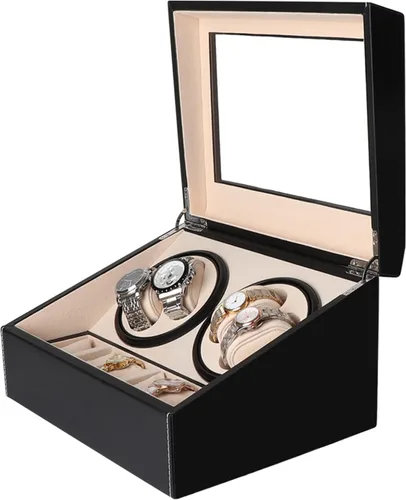 Miniatura 9 de Caja de exhibición automática de bobinador de reloj, 4 + 6 cajas de reloj giratorias automáticas con 4 motores silenciosos y 6 almohadas de reloj
