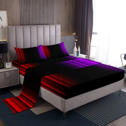 Miniatura 4 de Feelyou Juego de sábanas decorativas con ombre abstracto para niños y adolescentes, juego de sábanas rojas y negras de moda para dormitorio de niñas